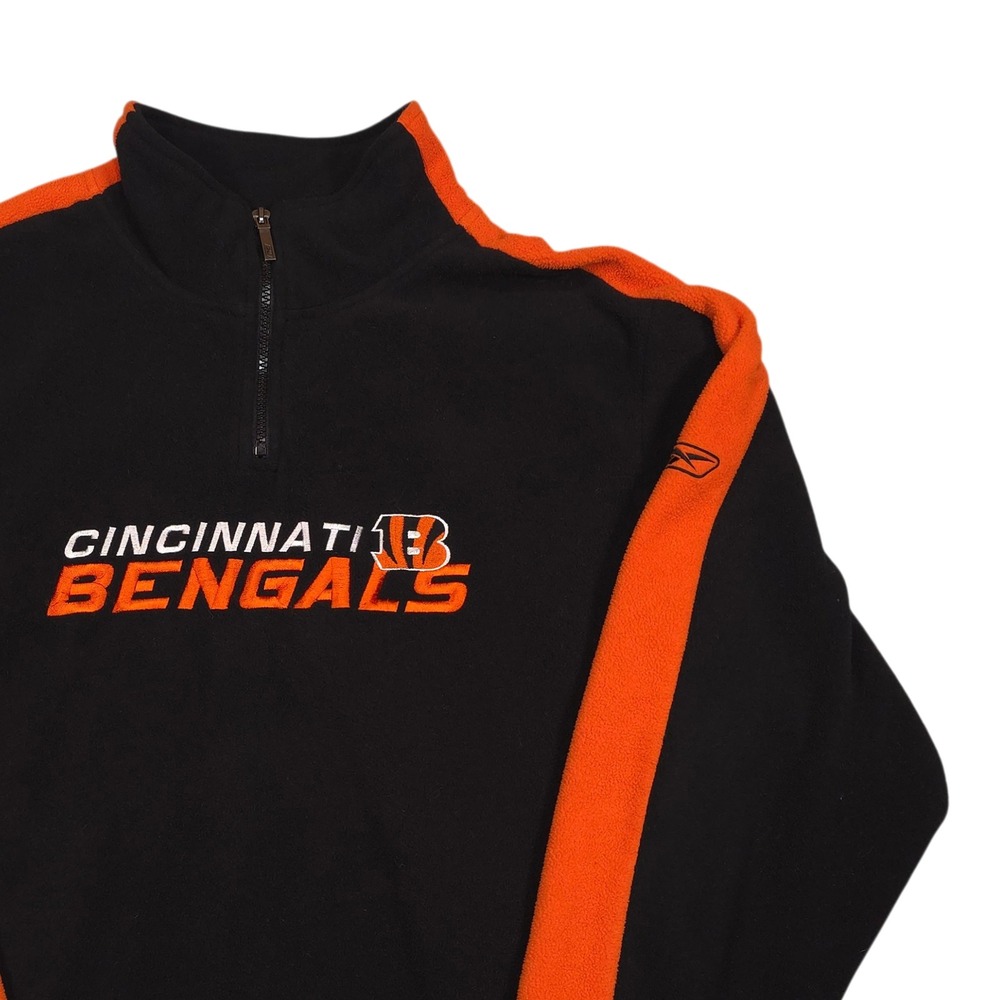 Y2K Reebok Cincinnati Bengals NFL Quarter Zip Fleece Pullover Mens Medium